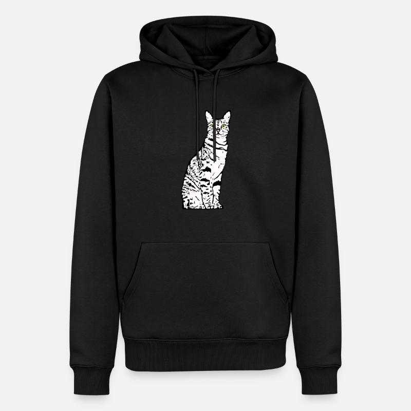 Chat Blanc Blanc Chats Chaton mignon - Sweat à capuche Premium bio Homme - noir