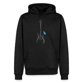 Guitare avec papillon - Sweat à capuche Premium bio Homme - noir - Devant - Nico (187cm)