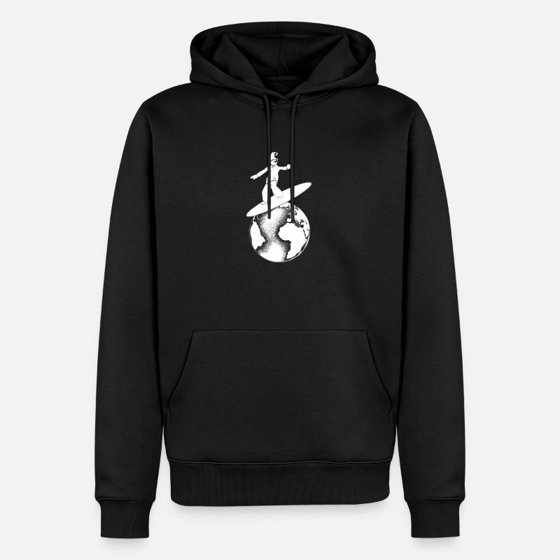 Surfeur globe rétro - Sweat à capuche Premium bio Homme - noir