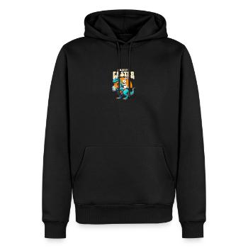 Easter Bunny Riding Dinosaur with Easter Egg - Men’s Premium Organic Hoodie - black - Front - Nico (187cm)