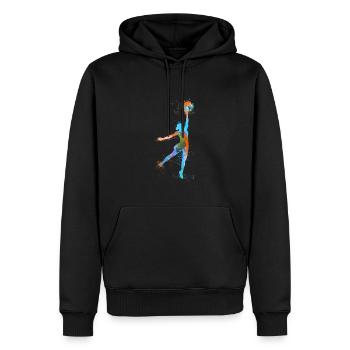 basket-ball,jeu,graffiti,peinture,joueur de basket-ball - Sweat à capuche Premium bio Homme - noir - Devant - Nico (187cm)