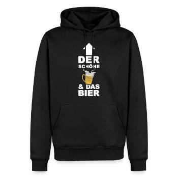 Der schöne und das Bier - Männer Premium Bio Hoodie - Schwarz - Vorne - Nico (187cm)