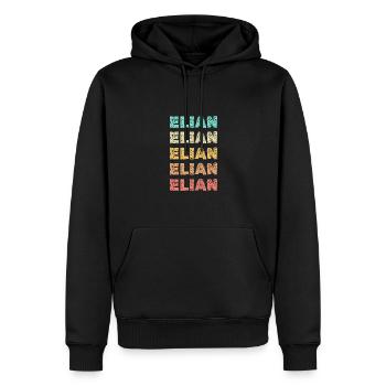 Prénom Elian - Sweat à capuche Premium bio Homme - noir - Devant - Nico (187cm)