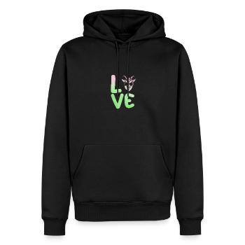 Chèvres - Sweat à capuche Premium bio Homme - noir - Devant - Nico (187cm)