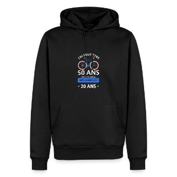 J'ai peut être 50 ans mais les jambes de 20 ans - Sweat à capuche Premium bio Homme - noir - Devant - Nico (187cm)