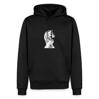 pièce d’échecs cheval chevalier dessin de cheval d’échecs - Sweat à capuche Premium bio Homme - noir - Devant - Nico (187cm)
