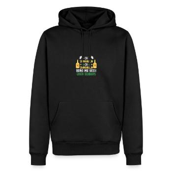 Père Noël Fête de Noël Noël Vin chaud - Sweat à capuche Premium bio Homme - noir - Devant - Nico (187cm)