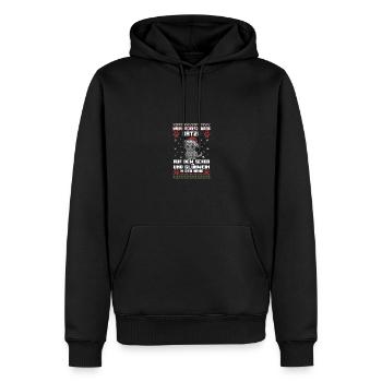 Père Noël Fête de Noël Noël Chats - Sweat à capuche Premium bio Homme - noir - Devant - Nico (187cm)