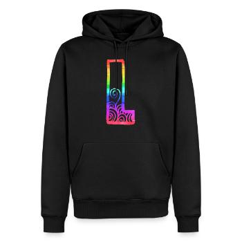 regenbogen l - Männer Premium Bio Hoodie - Schwarz - Vorne - Nico (187cm)