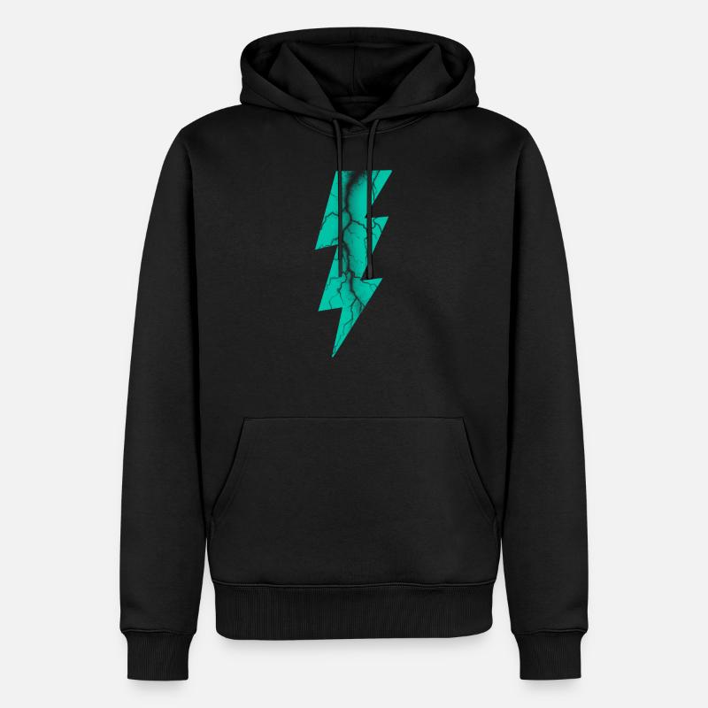 Foudre Éclair turquoise - Sweat à capuche Premium bio Homme - noir