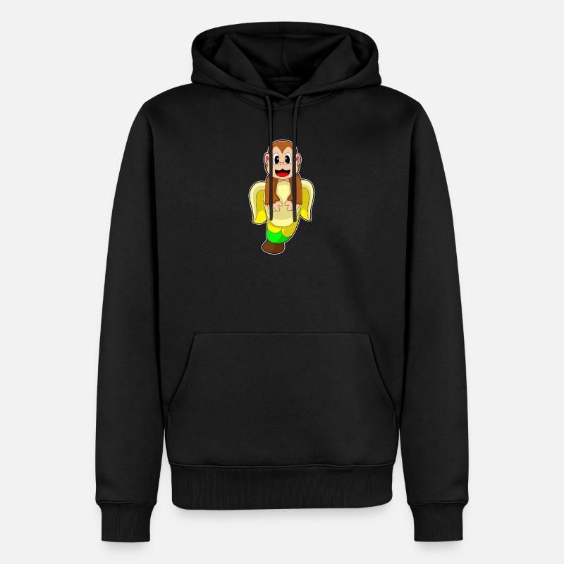 Singe Banane - Sweat à capuche Premium bio Homme - noir