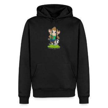 Joueur de football singe Soccer - Sweat à capuche Premium bio Homme - noir - Devant - Nico (187cm)