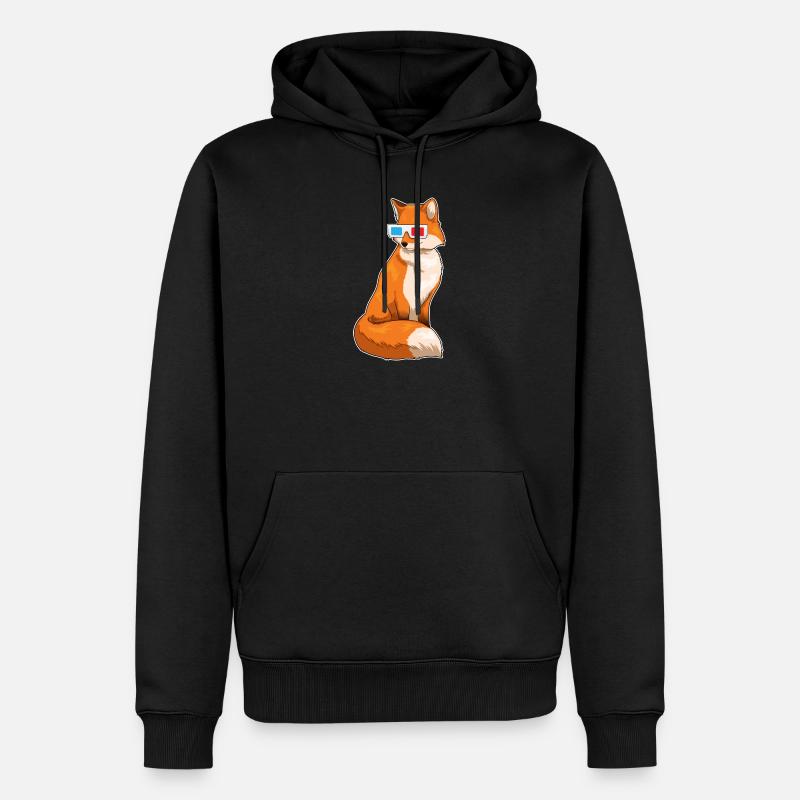 Fuchs Brille - Männer Premium Bio Hoodie - Schwarz