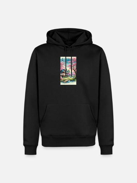 Japan church flowers otaku design - Men’s Premium Organic Hoodie - black