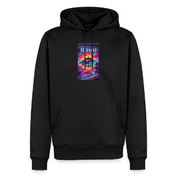 Motif souvenir de Belgrade, Serbie - Sweat à capuche Premium bio Homme - noir - Devant - Nico (187cm)