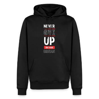 N’abandonnez jamais votre rêve - Sweat à capuche Premium bio Homme - noir - Devant - Nico (187cm)