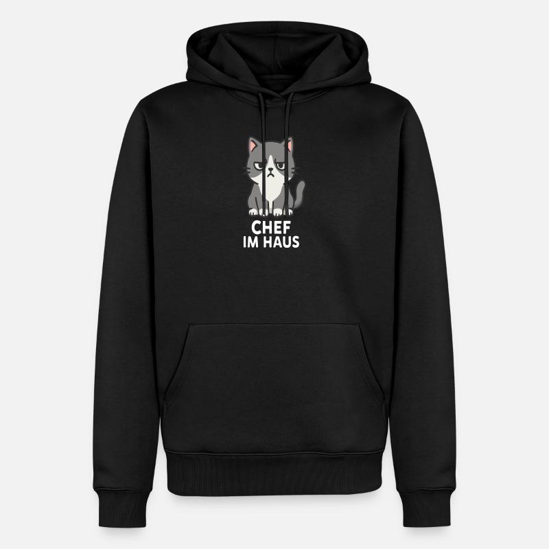 Cat with grumpy expression - Men’s Premium Organic Hoodie - black