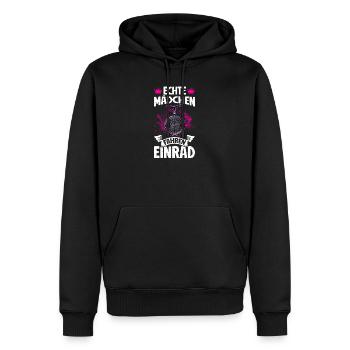 Vraie fille en monocycle - Sweat à capuche Premium bio Homme - noir - Devant - Nico (187cm)