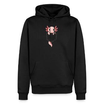 Mignon Axolotl qui sort de sa poche - Sweat à capuche Premium bio Homme - noir - Devant - Nico (187cm)