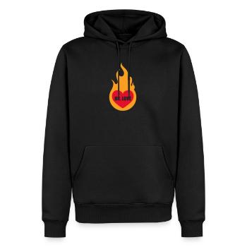 Dr. Love | Herz | Heart | Feuer | Fire | hot | - Sweat à capuche Premium bio Homme - noir - Devant - Nico (187cm)