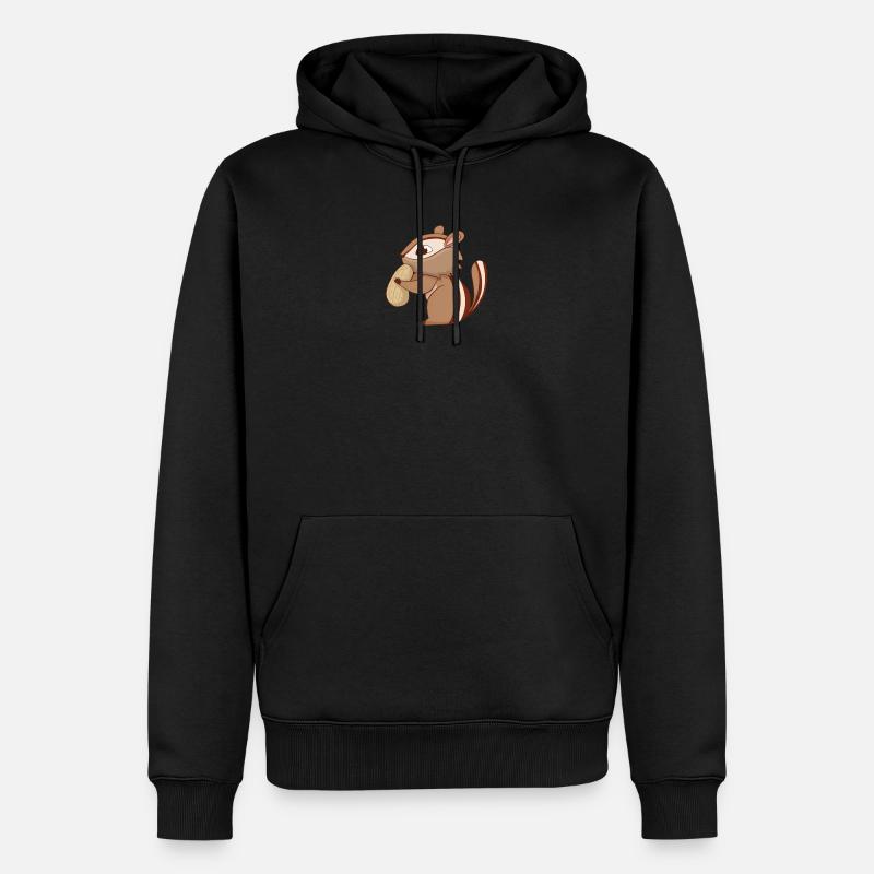 Écureuils rayures à la noix - Sweat à capuche Premium bio Homme - noir