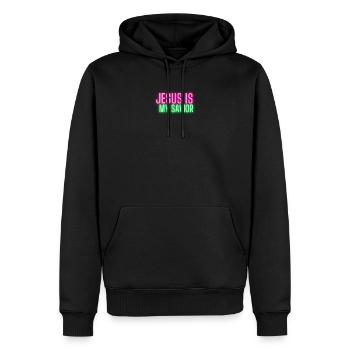 Jésus est mon Sauveur Les Proverbes chrétiens Vêtements - Sweat à capuche Premium bio Homme - noir - Devant - Nico (187cm)