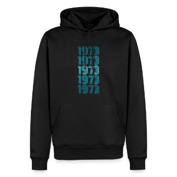 Fête 1973 - Sweat à capuche Premium bio Homme - noir - Devant - Nico (187cm)