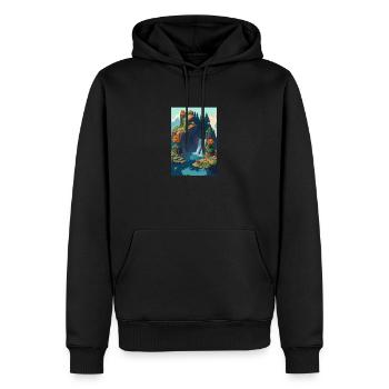 Picturesque pixel landscape - Men’s Premium Organic Hoodie - black - Front - Nico (187cm)