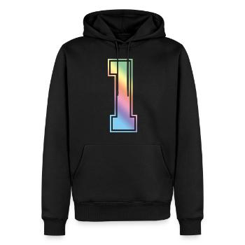 1 Zahl Bunt - Männer Premium Bio Hoodie - Schwarz - Vorne - Nico (187cm)
