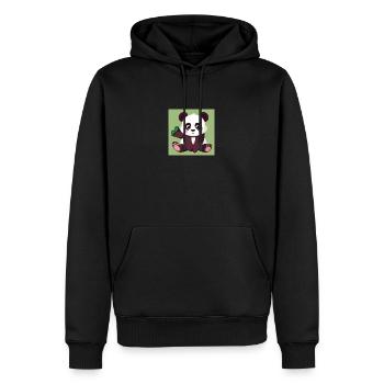 Panda - Männer Premium Bio Hoodie - Schwarz - Vorne - Nico (187cm)