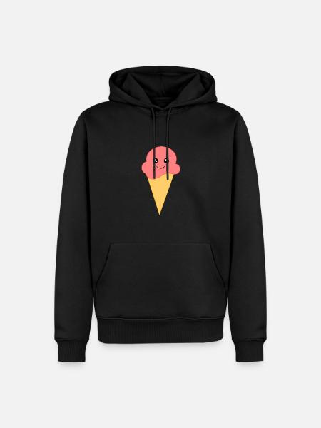 Eis Eiscreme Erdbeereis - Männer Premium Bio Hoodie - Schwarz