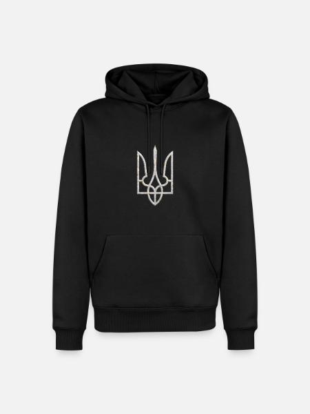Ukraine våbenskjold Jagtfalk Trident Trident Marmor 2 - Herre Premium økologisk hoodie - sort
