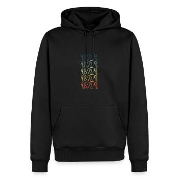 en 1971 - Sweat à capuche Premium bio Homme - noir - Devant - Nico (187cm)