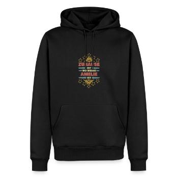 Lebenspartnerin Amelie - Männer Premium Bio Hoodie - Schwarz - Vorne - Nico (187cm)