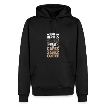 Some Heroes Wear Capes Some Heroes Make Your Coffe - Men’s Premium Organic Hoodie - black - Front - Nico (187cm)