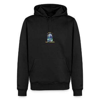 Buntglasfenster des Jakobswegs - Männer Premium Bio Hoodie - Schwarz - Vorne - Nico (187cm)