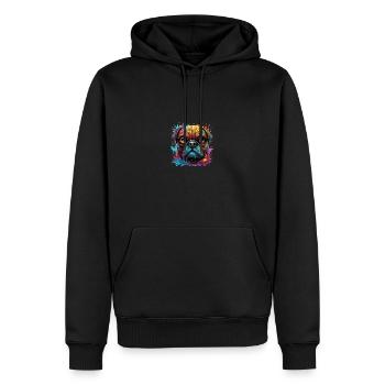 Mops in verschiedenen Farben - Männer Premium Bio Hoodie - Schwarz - Vorne - Nico (187cm)