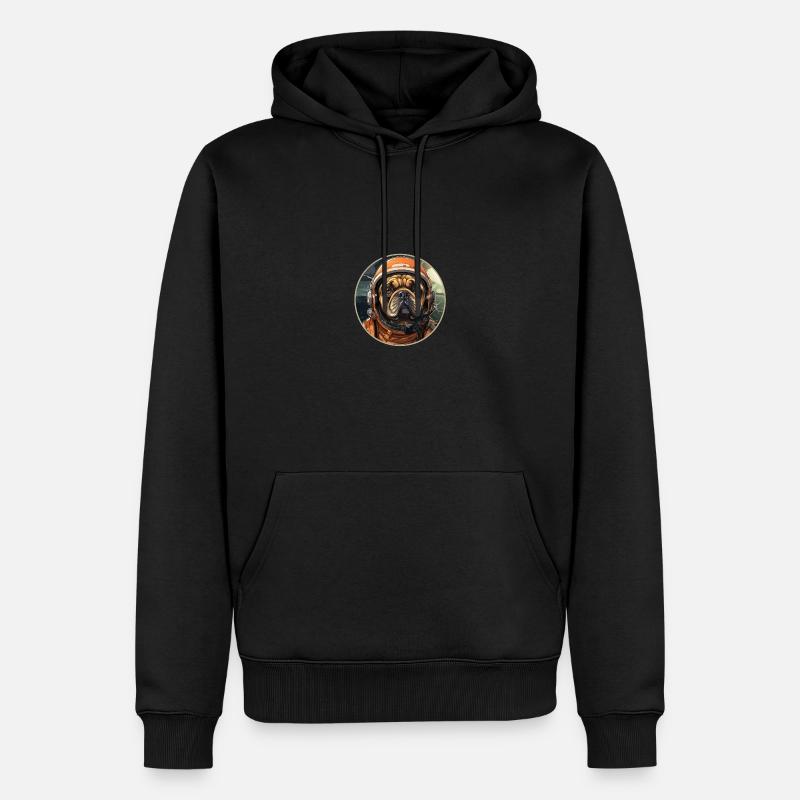 Mops Austronaut - Männer Premium Bio Hoodie - Schwarz