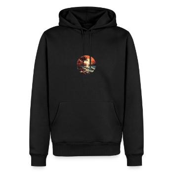 Beach sunset vintage surfers - Men’s Premium Organic Hoodie - black - Front - Nico (187cm)