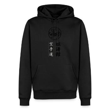 Komposition Gichin Funakoshi Karate-Do Shotokan - Männer Premium Bio Hoodie - Schwarz - Vorne - Nico (187cm)