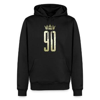 90 Nummer Krone - Männer Premium Bio Hoodie - Schwarz - Vorne - Nico (187cm)