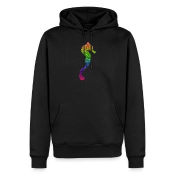 Fête hippocampe paillettes - Sweat à capuche Premium bio Homme - noir - Devant - Nico (187cm)