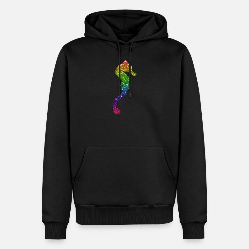 Party Seepferdchen Glitzer - Männer Premium Bio Hoodie - Schwarz