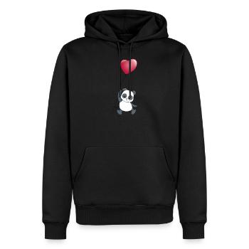 Panda Herz - Männer Premium Bio Hoodie - Schwarz - Vorne - Nico (187cm)