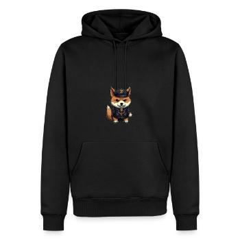 Le chien japonais Shiba Inu en tant que policier - Sweat à capuche Premium bio Homme - noir - Devant - Nico (187cm)