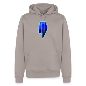 NeonBlitz Lightning Graphic Blue - Men’s Premium Organic Hoodie - taupe - Front - Nico (187cm)