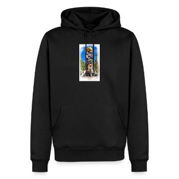 Kunterbunter Turm beim Kuchlbauer - Männer Premium Bio Hoodie - Schwarz - Vorne - Nico (187cm)