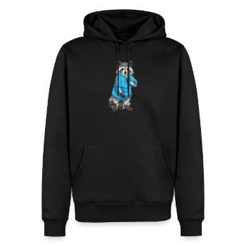 École des professeurs de sport pour ratons laveurs - Sweat à capuche Premium bio Homme - noir - Devant - Nico (187cm)