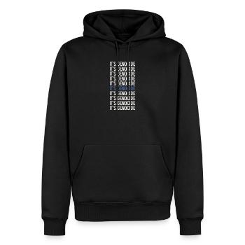 Typographic Phrase Repeated Genocide - Men’s Premium Organic Hoodie - black - Front - Nico (187cm)