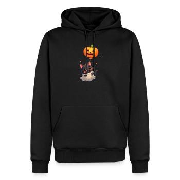 Halloween Katze mit Halloween Kürbis - Männer Premium Bio Hoodie - Schwarz - Vorne - Nico (187cm)